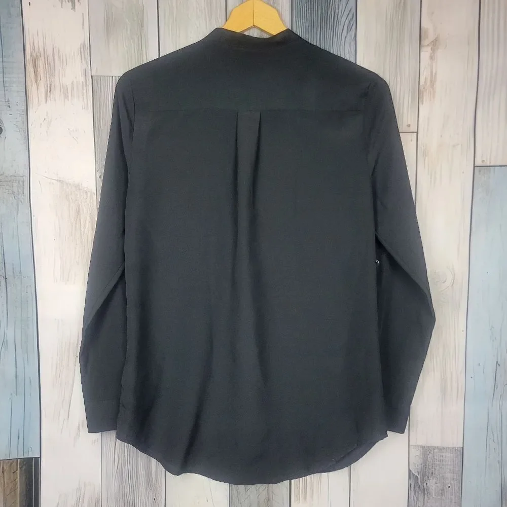 Michael Kors Black Long Sleeve Half Zip Blouse Size XS